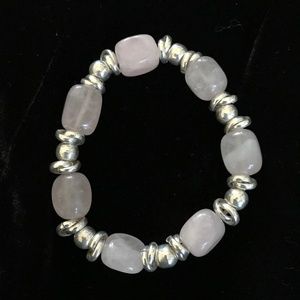 Silpada rose quartz and silver bracelet